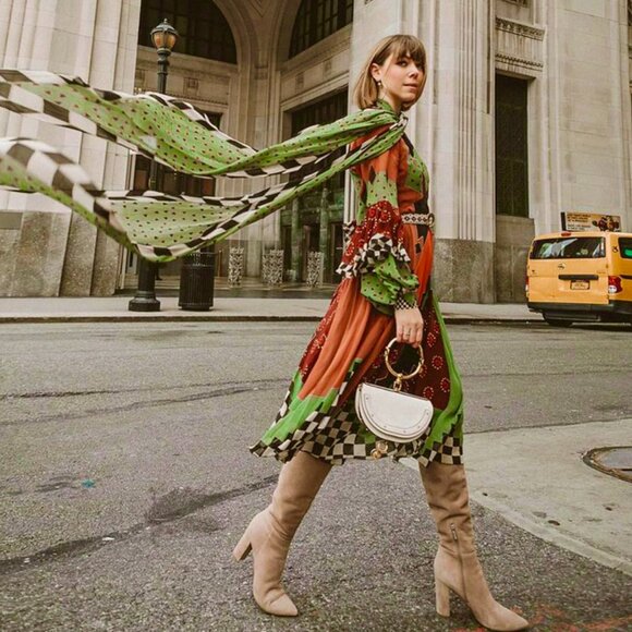 ETRO RUNWAY silk patchwork tie neck midi dress Size 40 IT, S/M US NEW - Picture 6 of 14